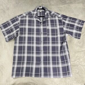 VTG CalTop Button Up Shirt Mens 3XL‎ Blue Plaid OG Lowrider Chicano Skater USA